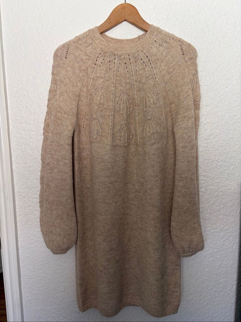 Boden Cable Knit Wool Alpaca Blend Sweater Dress Oatmeal Size US 2 / UK 6 - Picture 4 of 12